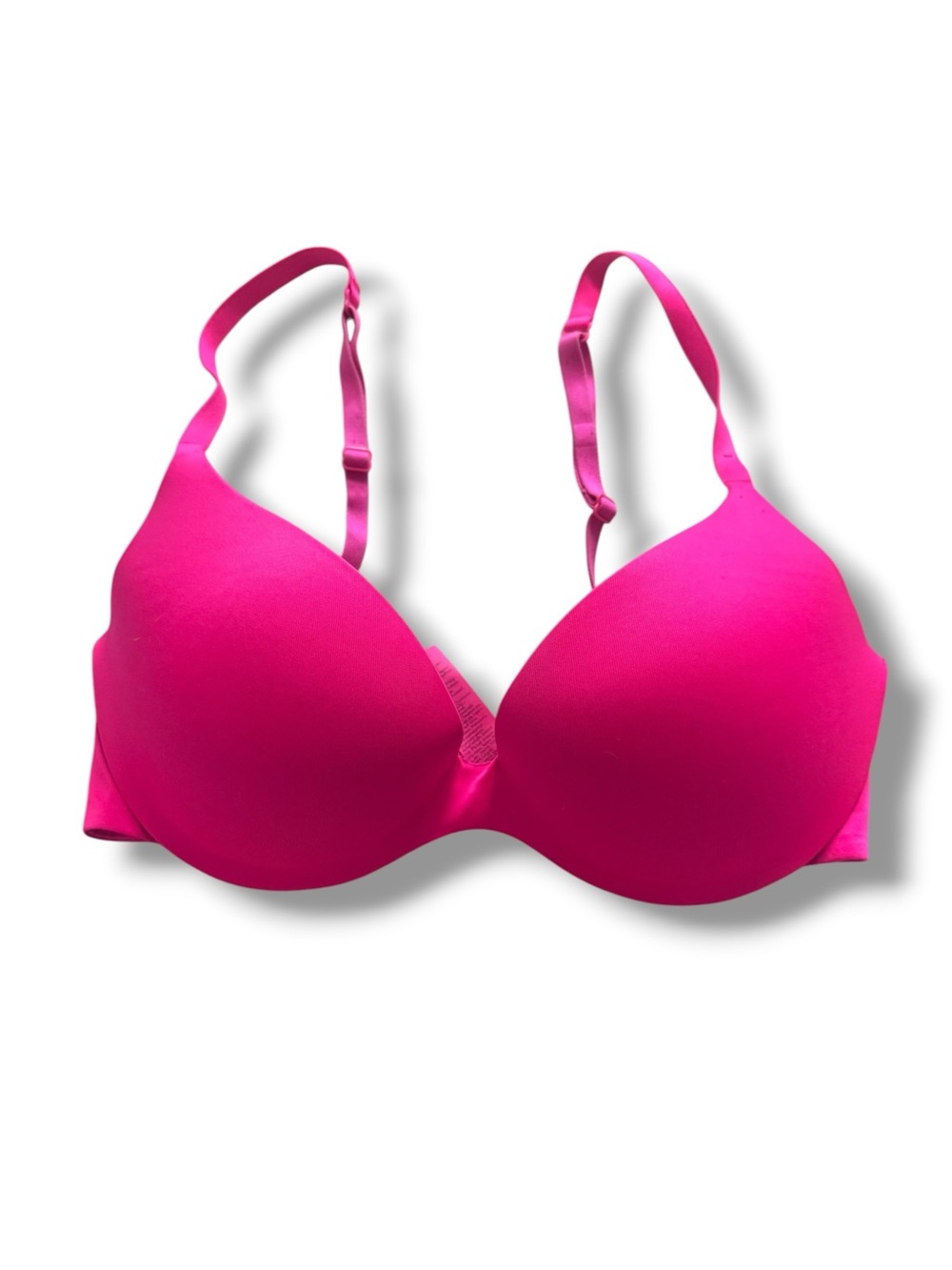 La Senza Hot Pink Plunge Push Up Bra 32D Racerback Smooth T-Shirt